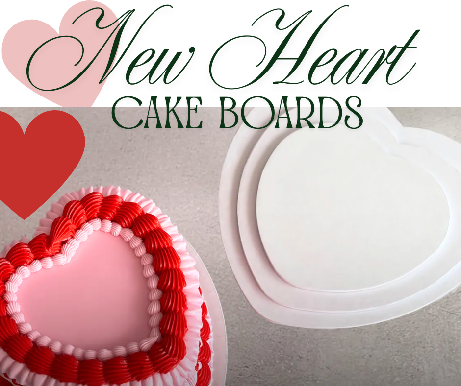 HEART CAKE BOARD 8IN WHITE - 3MM COMPRESSED MONDO