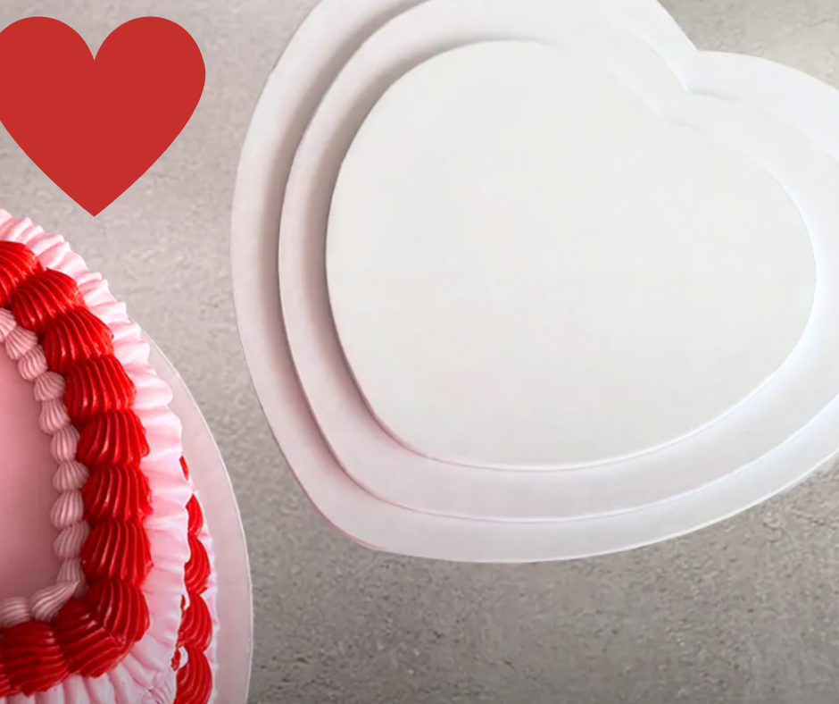 HEART CAKE BOARD 8IN WHITE - 3MM COMPRESSED MONDO