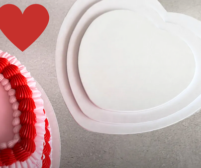 HEART CAKE BOARD 8IN WHITE - 3MM COMPRESSED MONDO
