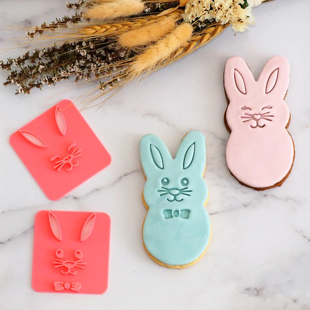 Cookie Stamp Bunny Faces Emboss 3D Printed Cookie Stamp Set (2 pce)