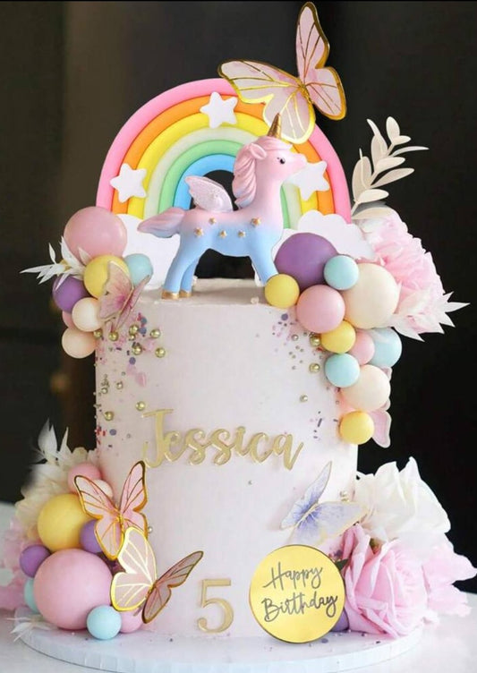 Rainbow Unicorn Cake Topper set