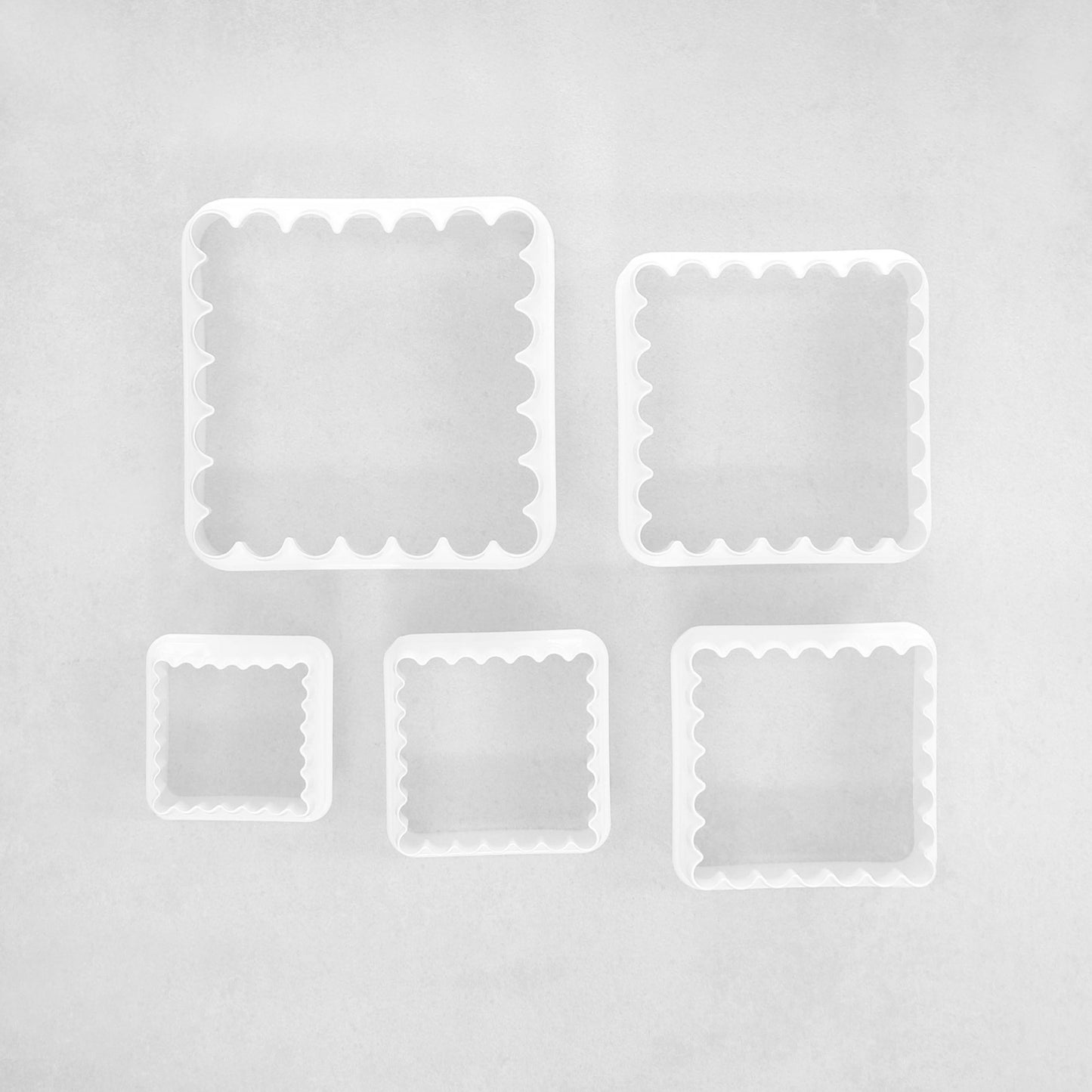 Cookie Cutter Plastic Plain/Scalloped Square Set 5