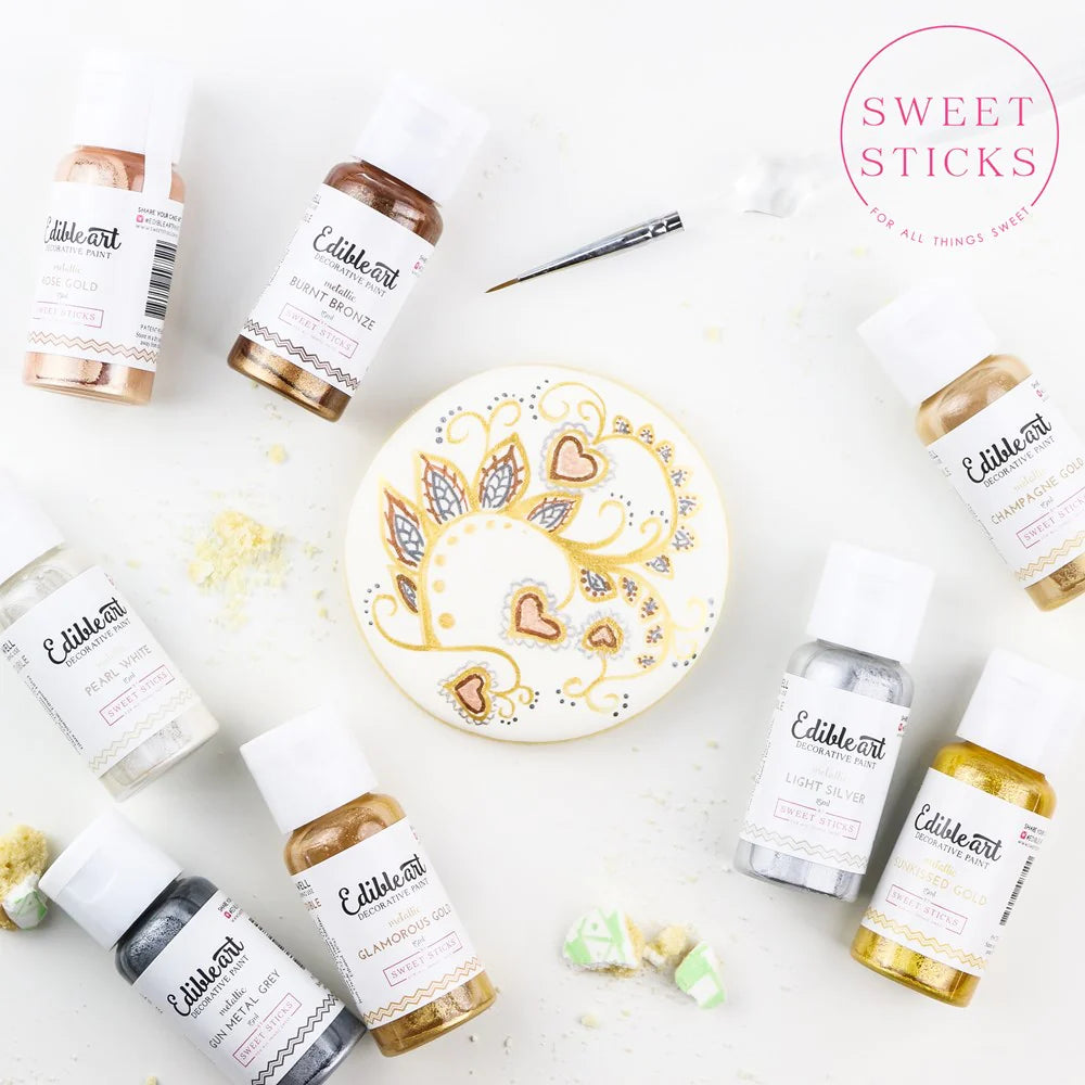 Sweet Sticks Rose Gold Edible Art Paint 15ml - Metallic