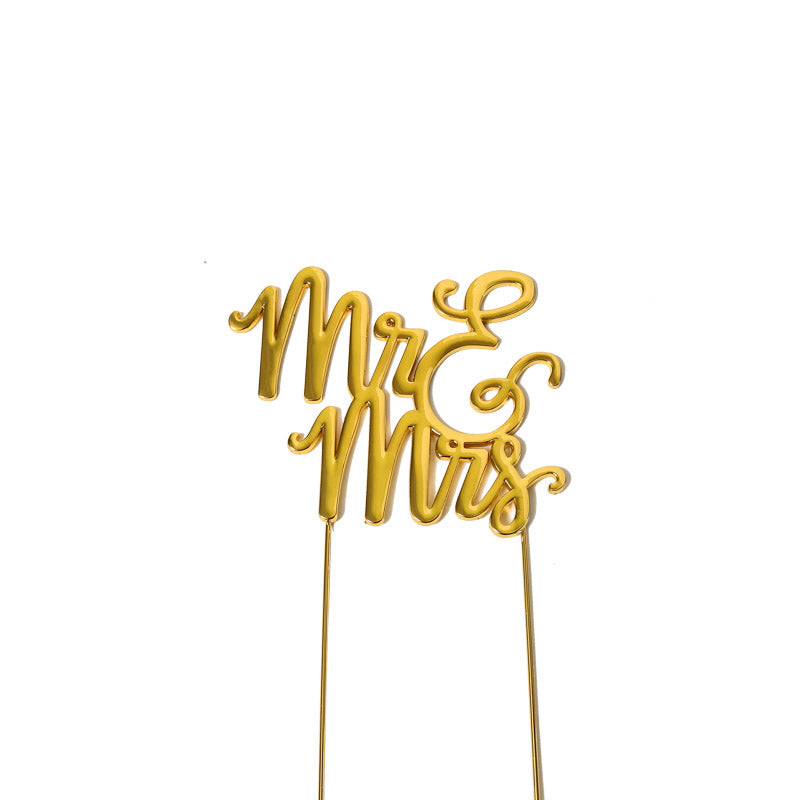 Cake Topper Gold Plated Mr & Mrs