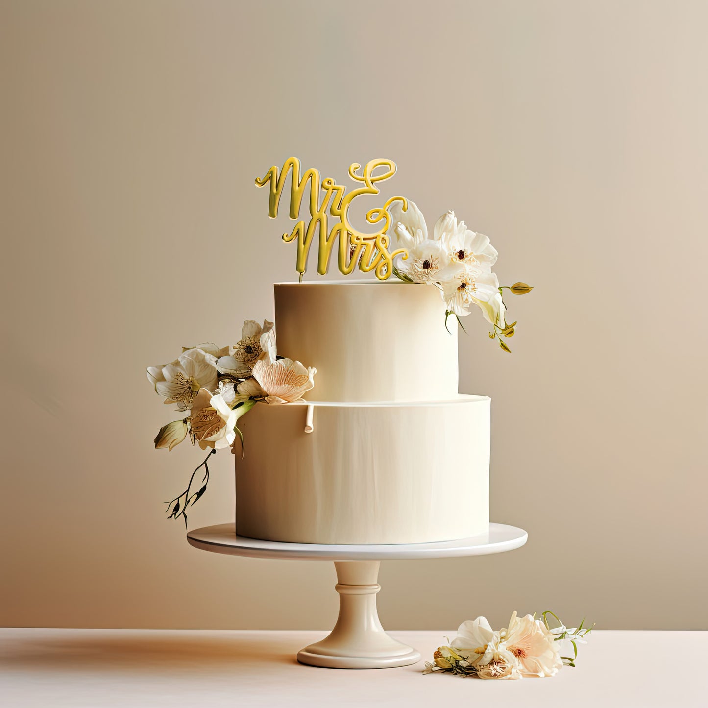 Cake Topper Gold Plated Mr & Mrs