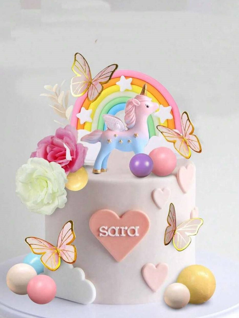 Rainbow Unicorn Cake Topper set