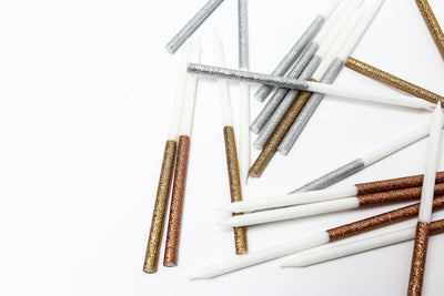 Candle Gold Glitter Dip Cake Candles 12pc