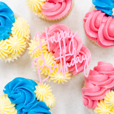 Sweet Cartel - Cupcake Charm/Topper - Happy Birthday Pink