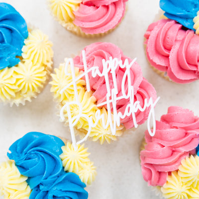 Sweet Cartel - Cupcake Charm/Topper - Happy Birthday White