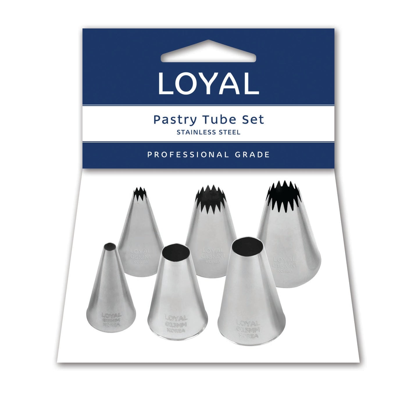 SET 6 ASSORTED FRENCH STAR+ROUND PASTRY TUBE S/S