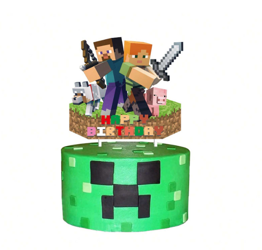 Cake Topper Minecraft cake and cupcake