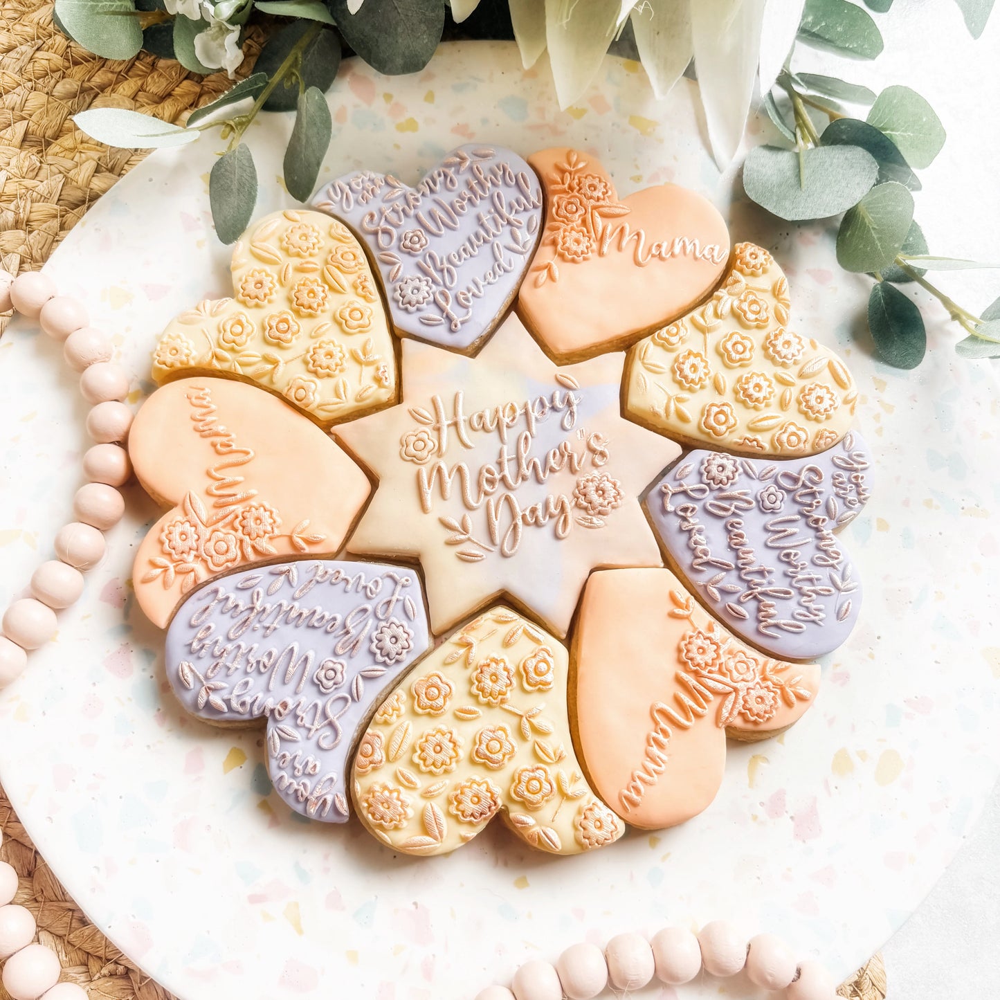 Cookie Stamp Happy Mother's Day Heart Platter Cutter & Debosser Set (Bikkie Smalls)