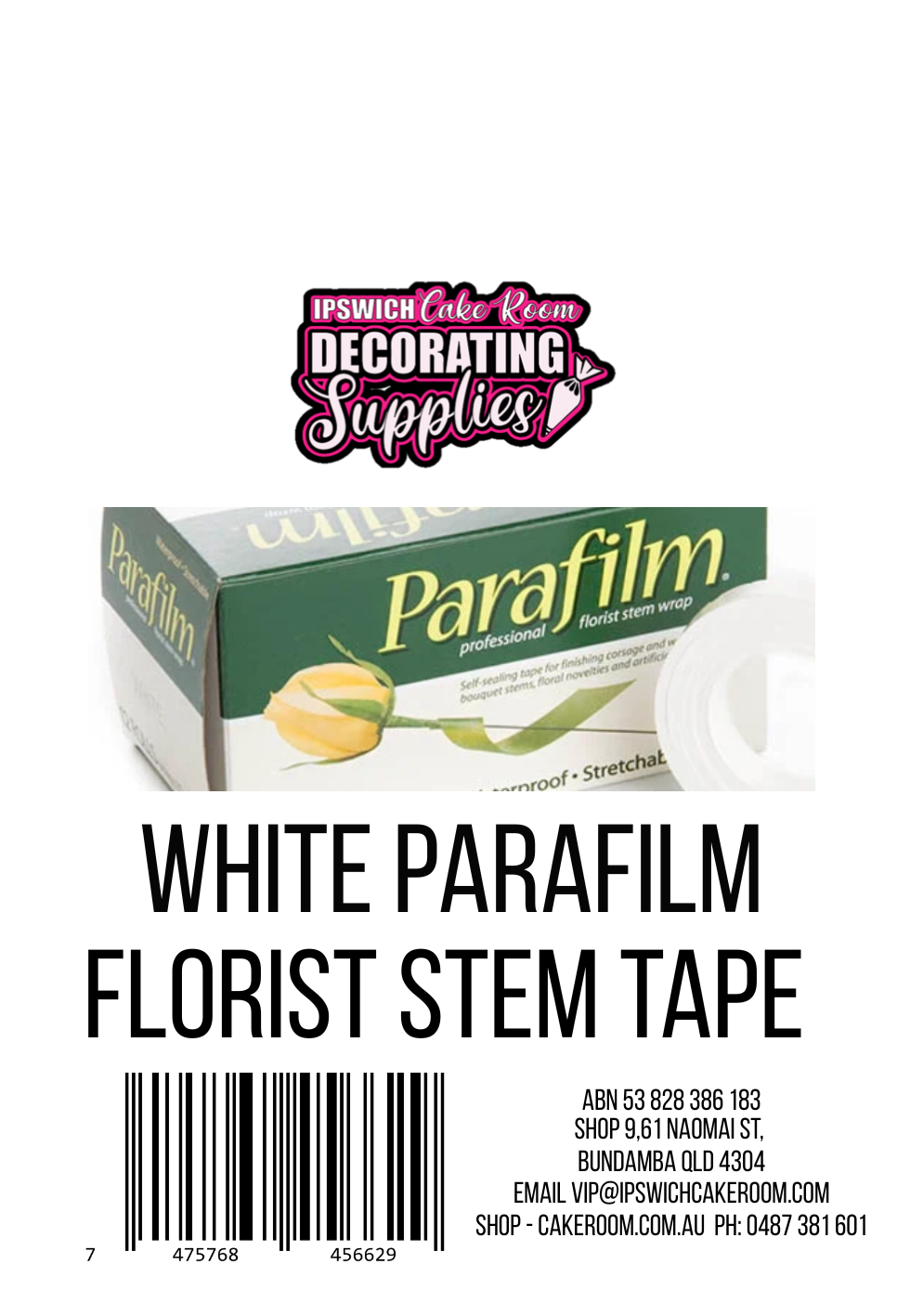 WHITE PARAFLIM FLORIST STEM TAPE