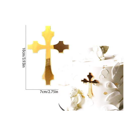 Gold Cross Cake Topper