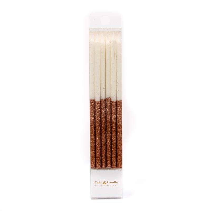 Candle Rose Gold Glitter Dip Cake Candles 12pc