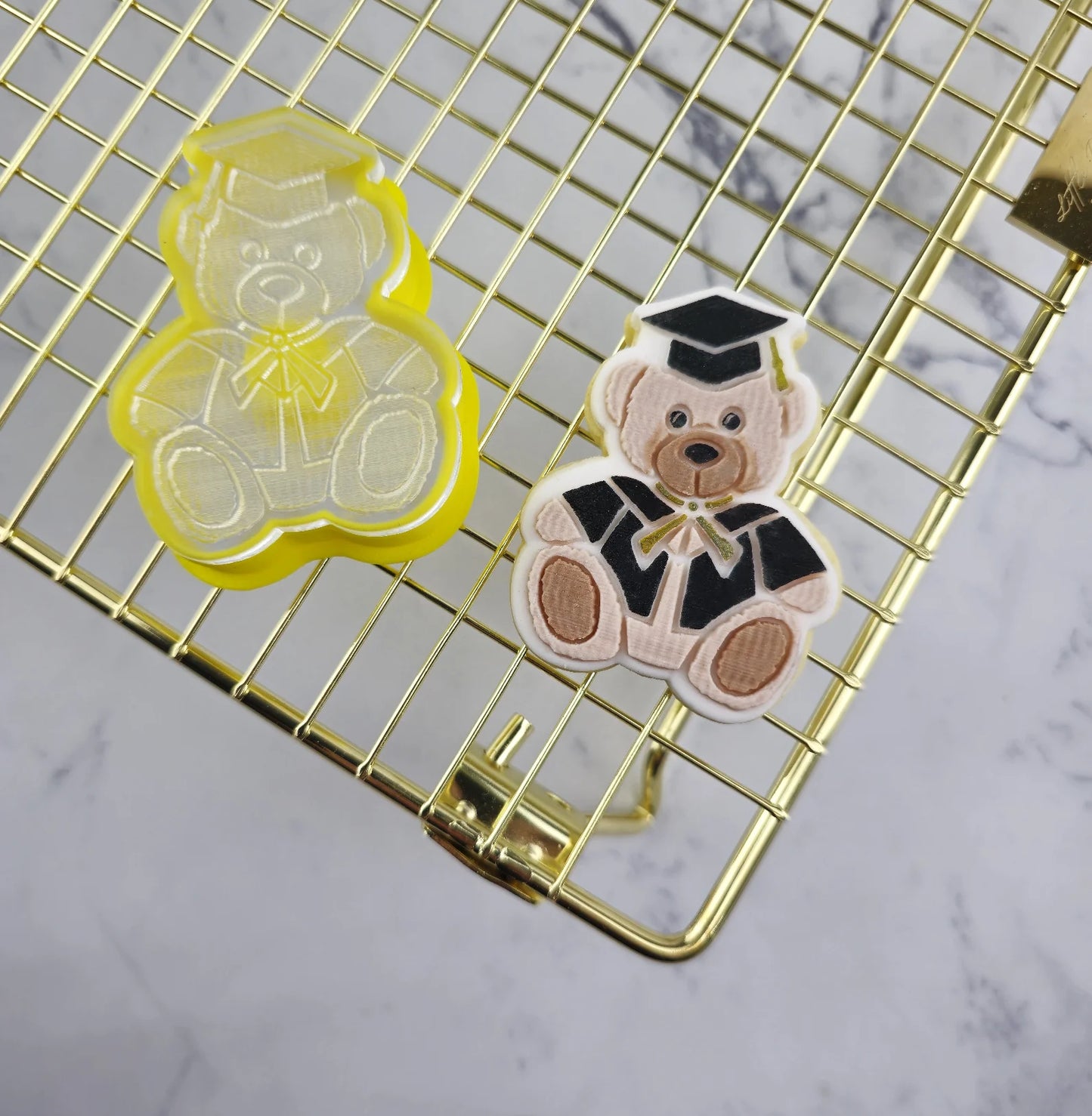 Cookie Cutter Mini Graduation Bear Cutter and Debosser Set