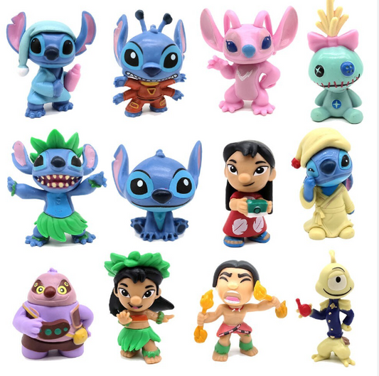 12pcs Lilo & Stitch Jumba Pleakley Figure Model Toy