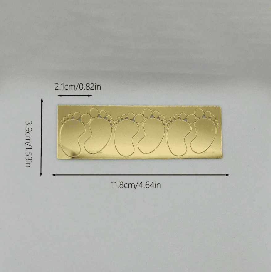 Baby Shower Footprint & Pram Cake Topper Gold Acrylic – view 4