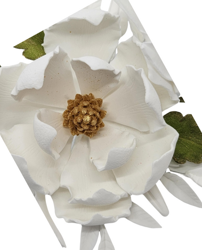 Edible Magnolia Wedding Spray - White with green leaves