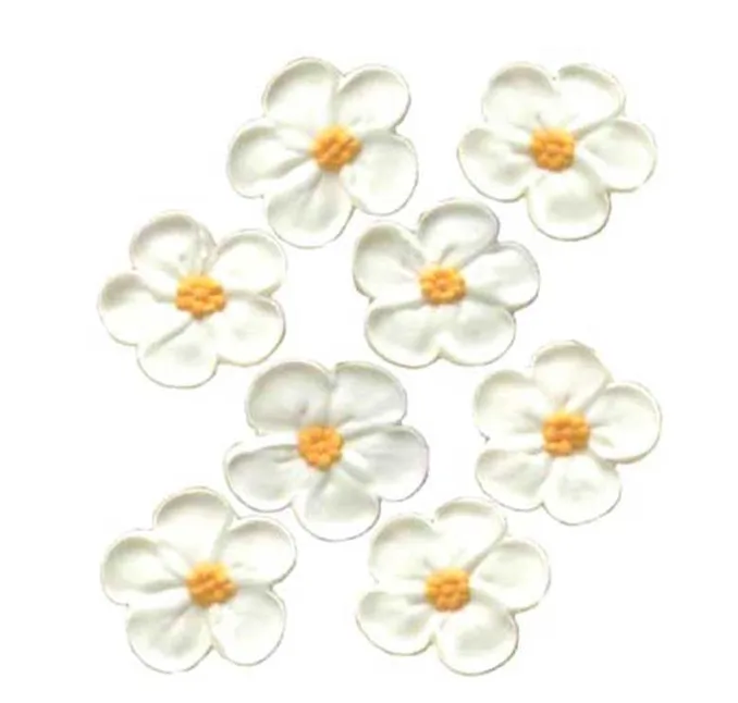 LARGE 5 PETAL SUGAR FLOWERS WHITE
