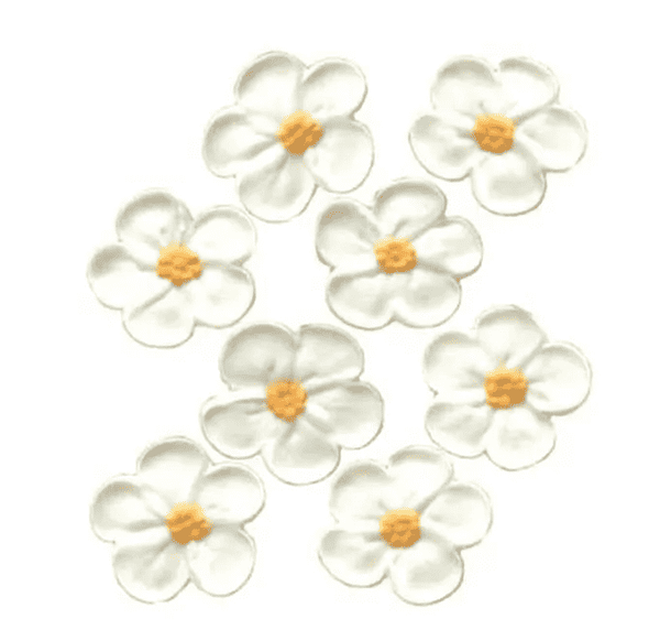 LARGE 5 PETAL SUGAR FLOWERS WHITE