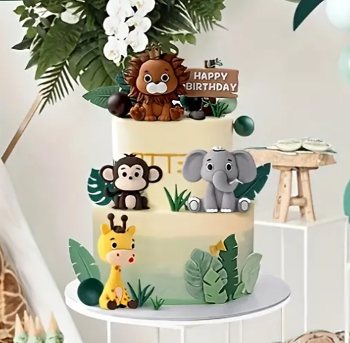 Safari Jungle Animal Cake Toppers 4pc