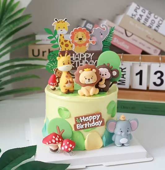 9pcs Jungle Animal Cake Decoration Set