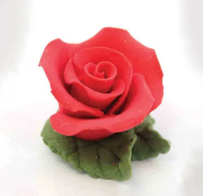 TINY RED ROSE AND LEAF | SUGAR FLOWERS