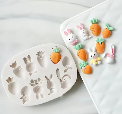 Cute Little Bunny Carrot Cake Silicone Mould