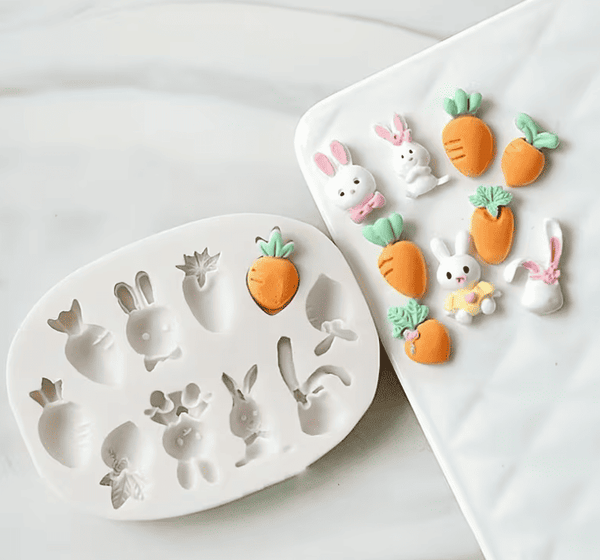 Cute Little Bunny Carrot Cake Silicone Mould