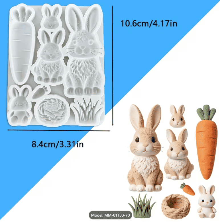 Rabbit Carrot Cake Decoration Silicone Mould – view 3