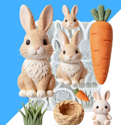 Rabbit Carrot Cake Decoration Silicone Mould