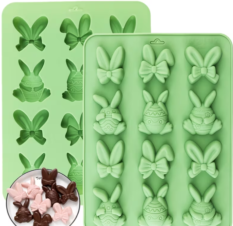 Silicone Easter Bunny and Bow Shaped Candy Mold