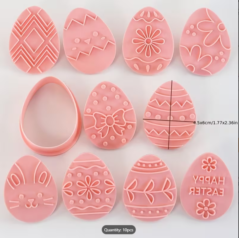 10pcs of Easter Egg-Shaped Cookie Cutters