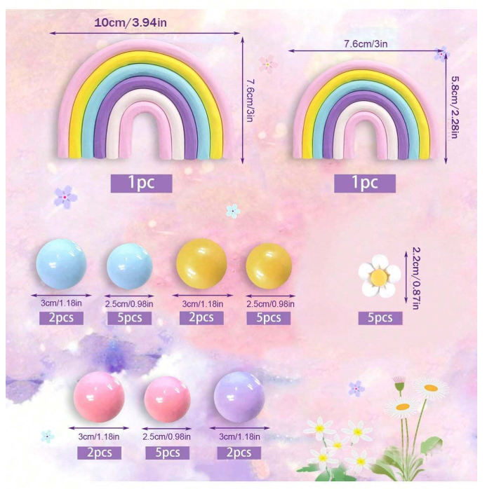 30pcs Rainbow Cake Ball Toppers