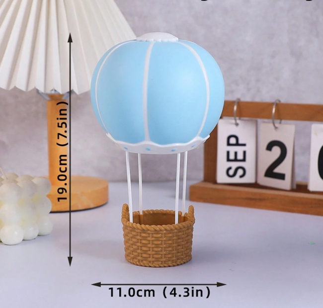 1pc Cartoon Hot Air Balloon Blue Bear Soft Rubber Doll Cake Ornament