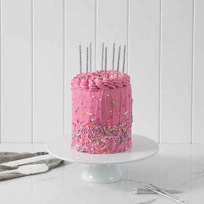 Candle Spiral Cake Candles Silver  (Pack of 12)