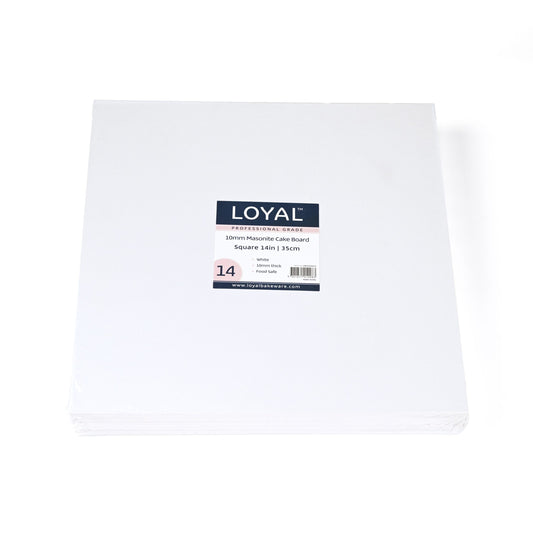 Cake Board 14" MASONITE SQUARE 10mm WHITE BOARD (Loyal)