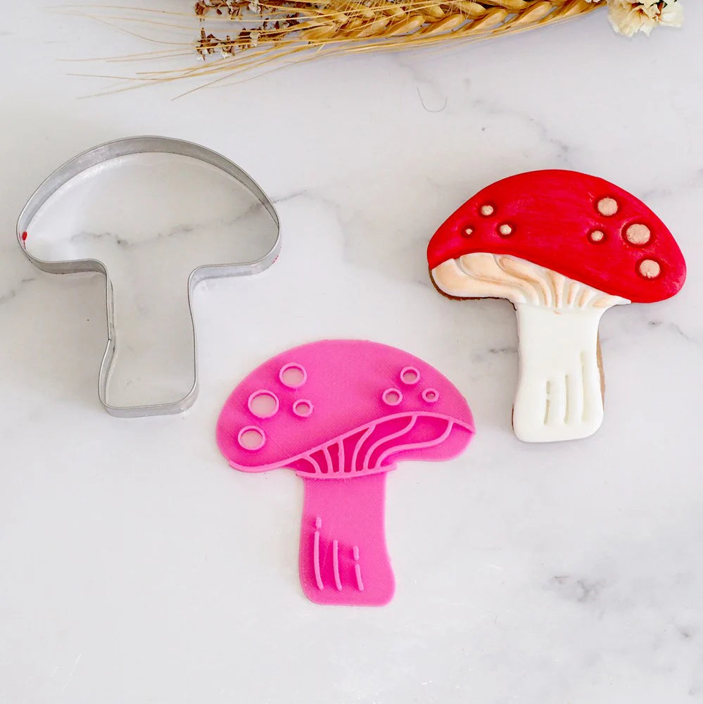 Cookie Stamp Toadstool / Mushroom (Stamp Set) + Stainless Steel Cookie Cutter