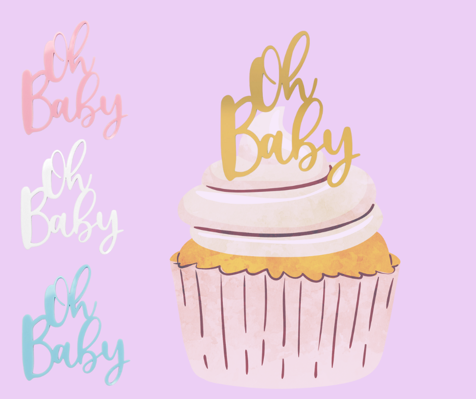 Sweet Cartel - Cupcake Charm/Topper - Oh Baby White