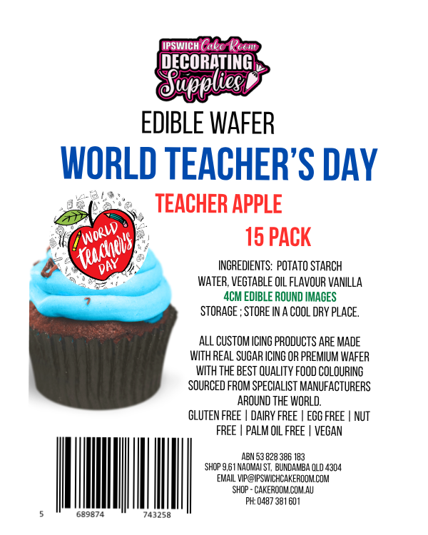 EDIBLE Wafer WORLD TEACHER DAY (Teacher Apple)