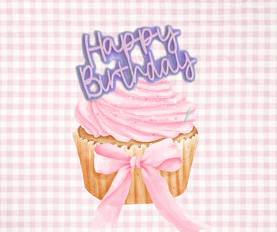 Purple and Pink Double-Layer Happy Birthday Acrylic Topper