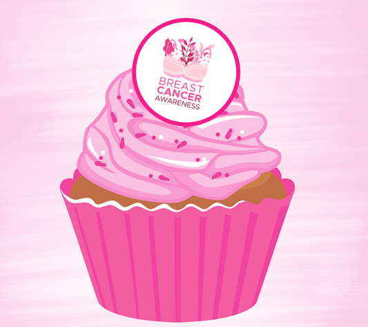 BREAST CANCER AWARNESS EDIBLE CUPCAKE TOPPERS