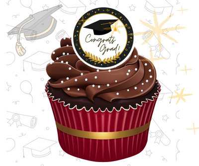 GRADUATION EDIBLE CUPCAKE TOPPERS