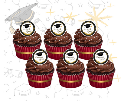GRADUATION EDIBLE CUPCAKE TOPPERS