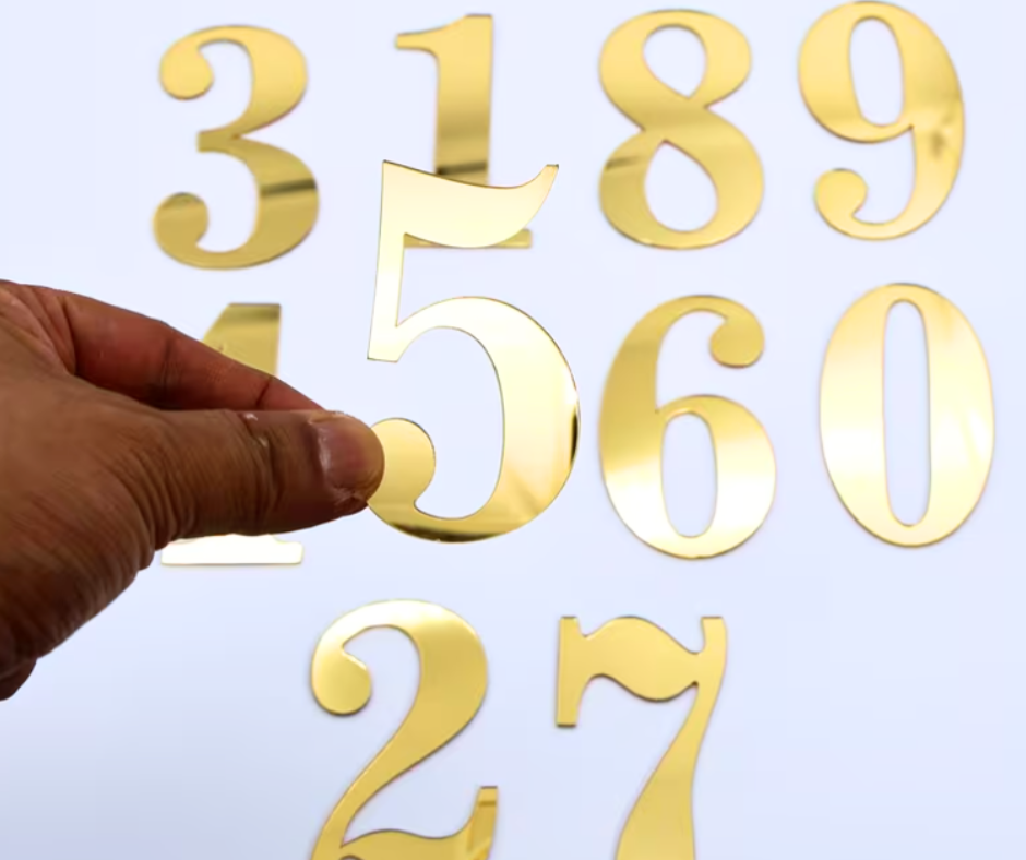 Gold Mirror Numbers 10pcs