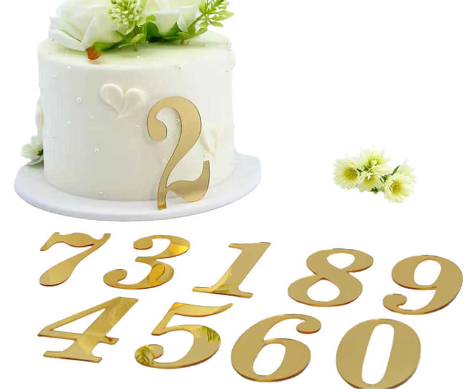 Gold Mirror Numbers 10pcs
