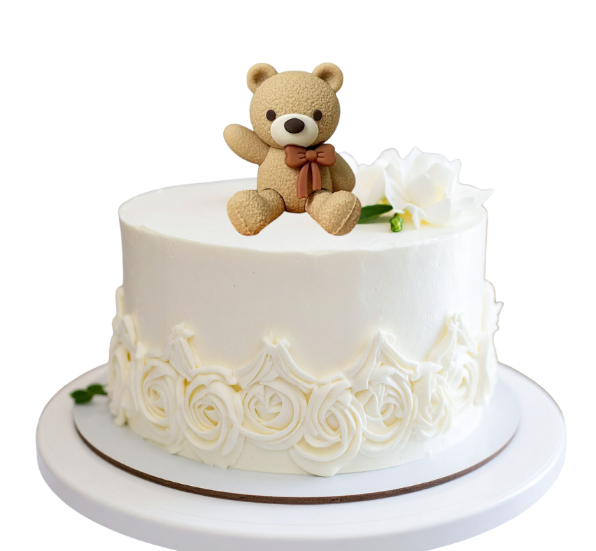 Baby Bear Cake Topper with Brown Bow