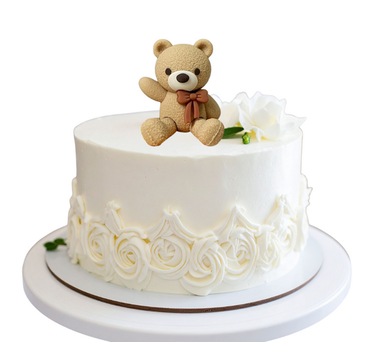 Baby Bear Cake Topper with Brown Bow