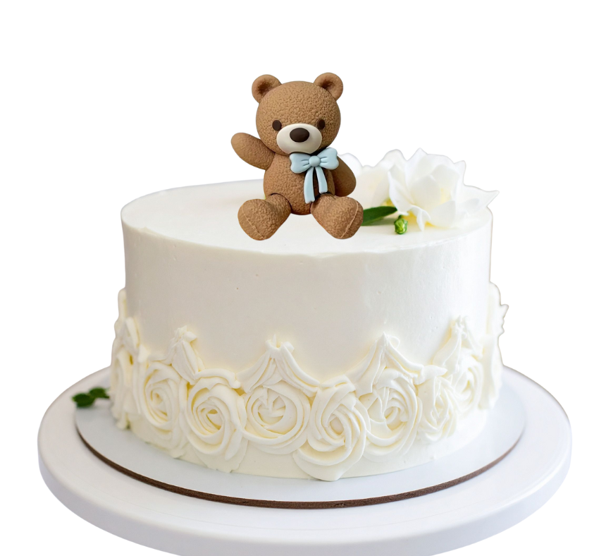 Baby Bear Cake Topper with Blue Bow